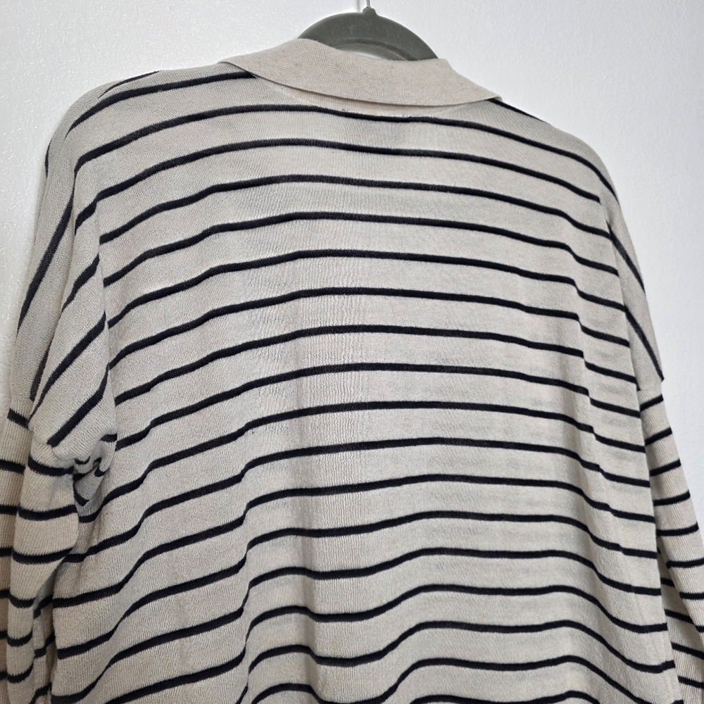 Tuckernuck Clayton Striped Knit Linen Polo Long Sleeve Sweater - Picture 8 of 9